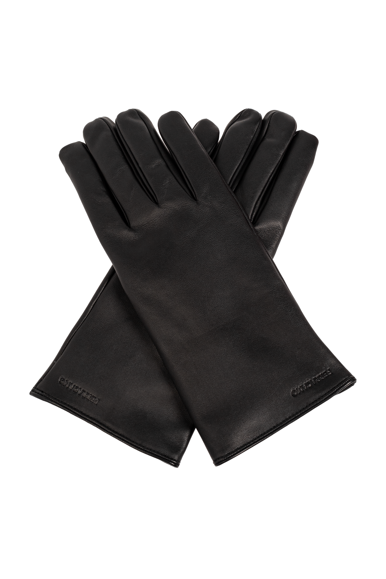 Black Leather gloves FERRAGAMO Vitkac France